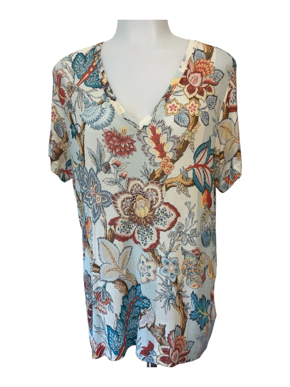 Etro V-Neck Multicolor Short Sleeve Top size 44